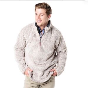 TRUE GRIT Heather Melange Shearling 1/2 Zip Pullover Fleece Sweater Medium M